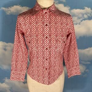 Vintage 90s Y2K Chloé Retro Western Pearl Snap Top S Cowgirl Blouse Shirt Chic